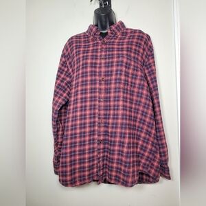 Saddlebred 100% Cotton Red Flannel Plaid Button Down Shirt sz XL